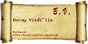 Boray Vitális névjegykártya